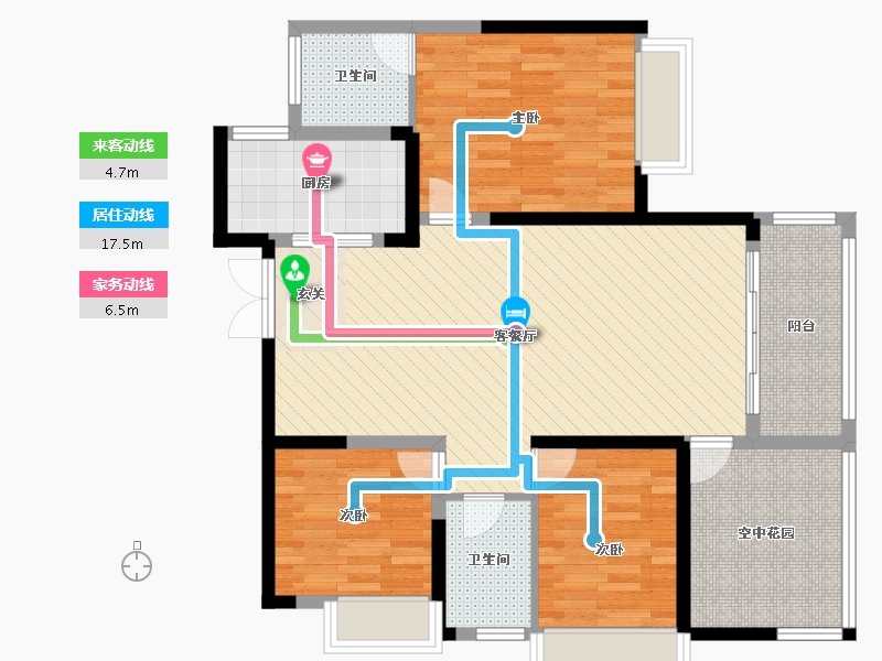 湖南省-株洲市-玫瑰园-95.63-户型库-动静线