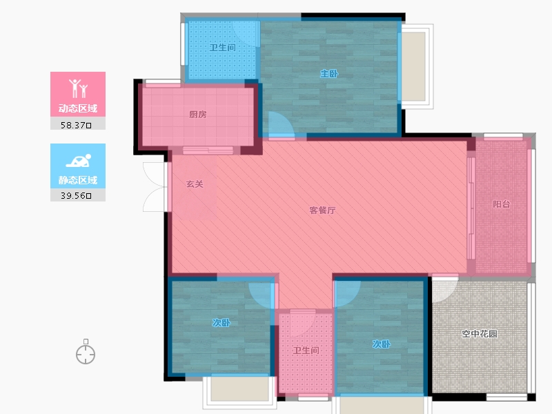 湖南省-株洲市-玫瑰园-95.63-户型库-动静分区