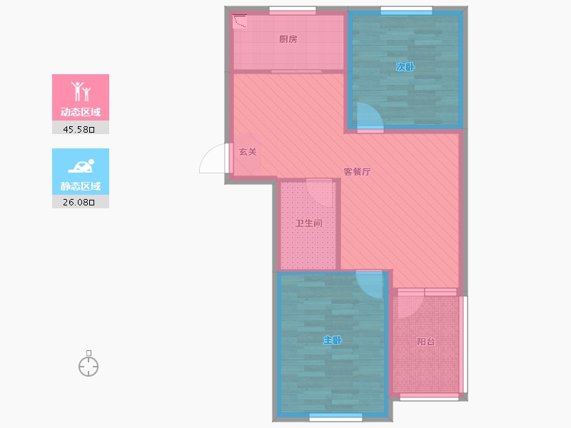 辽宁省-阜新市-宝地城-62.99-户型库-动静分区