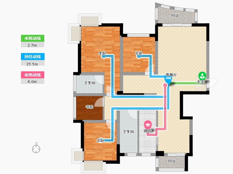 江苏省-无锡市-盛岸花园-105.57-户型库-动静线