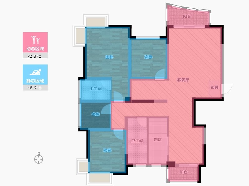 江苏省-无锡市-盛岸花园-105.57-户型库-动静分区