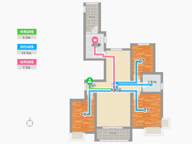 宁夏回族自治区-银川市-阅海万家A户型-87.29-户型库-动静线