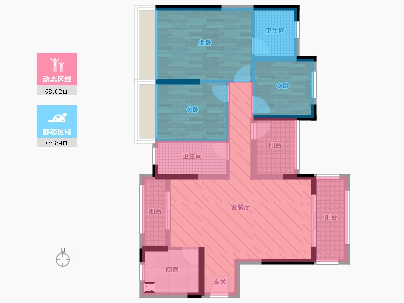 广东省-惠州市-深业高榜山1号-88.38-户型库-动静分区