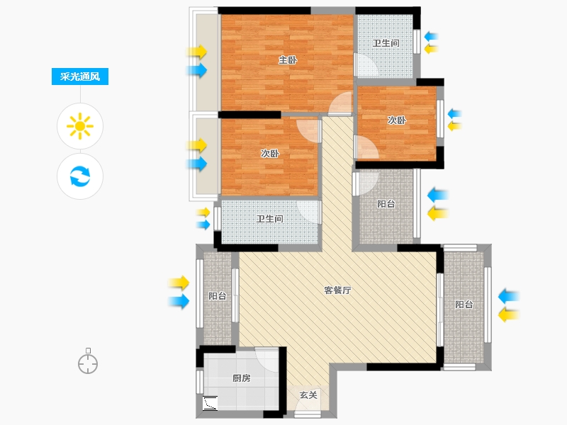 广东省-惠州市-深业高榜山1号-88.38-户型库-采光通风