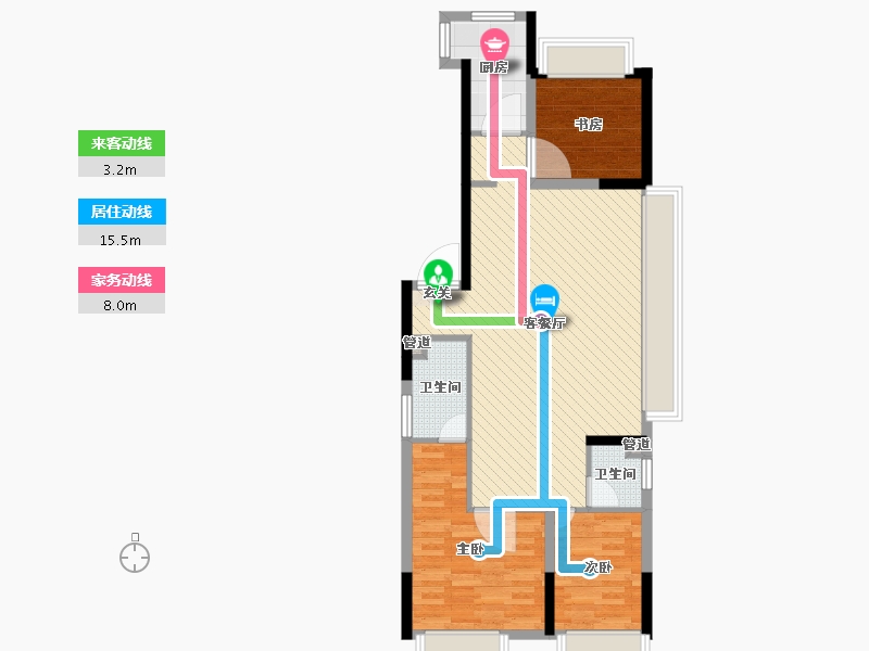 辽宁省-沈阳市-东樾城-82.40-户型库-动静线