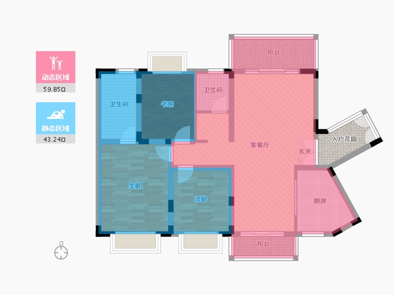 贵州省-贵阳市-银河世纪-93.46-户型库-动静分区