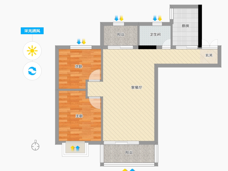 广东省-广州市-顺景雅苑-61.46-户型库-采光通风