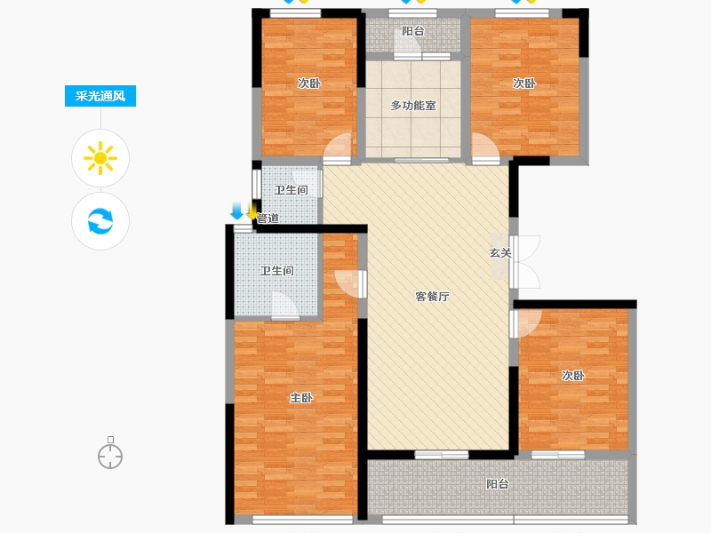 云南省-昆明市-银海泊岸-118.24-户型库-采光通风