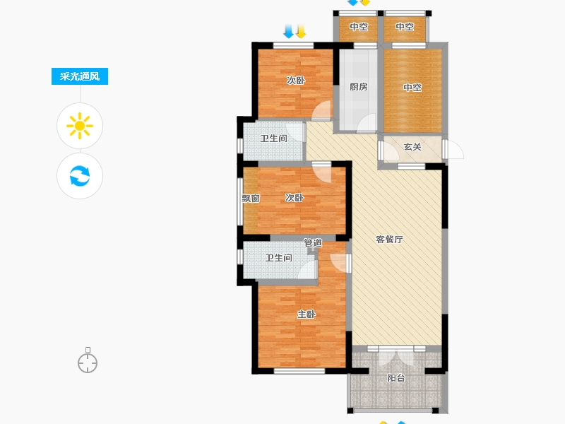 湖北省-武汉市-保利拉菲-100.43-户型库-采光通风