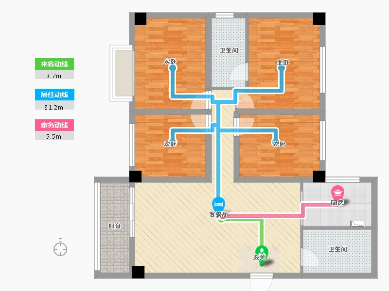 陕西省-西安市-汇成和苑-96.80-户型库-动静线