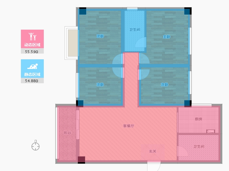 陕西省-西安市-汇成和苑-96.80-户型库-动静分区