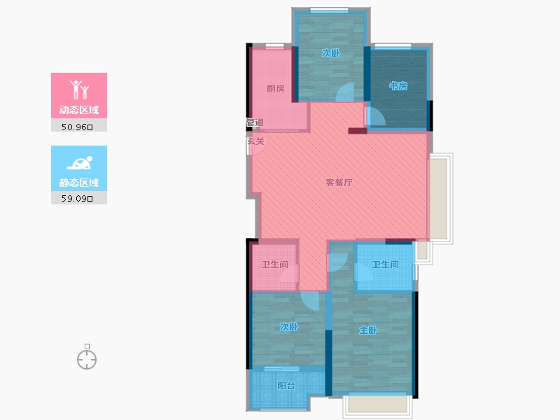 浙江省-杭州市-雅居乐-97.51-户型库-动静分区