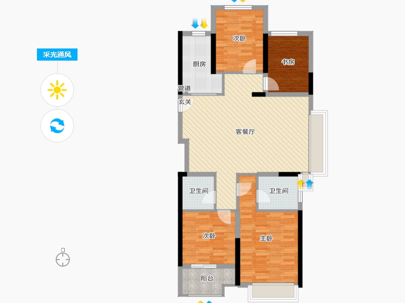 浙江省-杭州市-雅居乐-97.51-户型库-采光通风