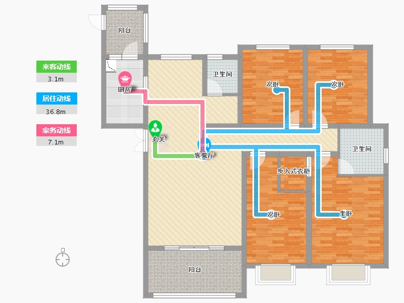 河南省-南阳市-善水居-131.63-户型库-动静线