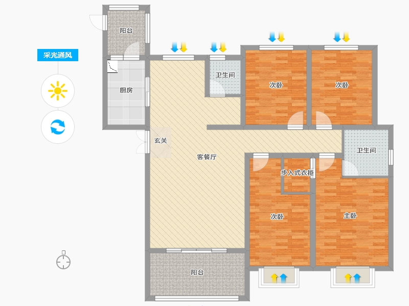 河南省-南阳市-善水居-131.63-户型库-采光通风