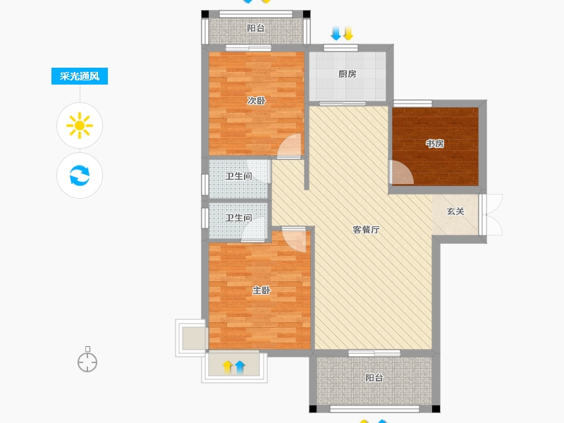 湖北省-天门市-汉旺世纪城-78.53-户型库-采光通风