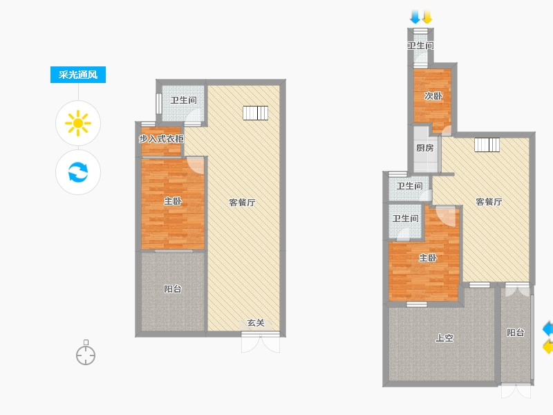 福建省-福州市-世贸上游墅-126.00-户型库-采光通风