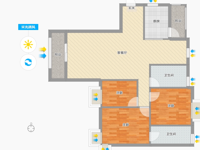 福建省-泉州市-洋内亭嘉园-85.60-户型库-采光通风