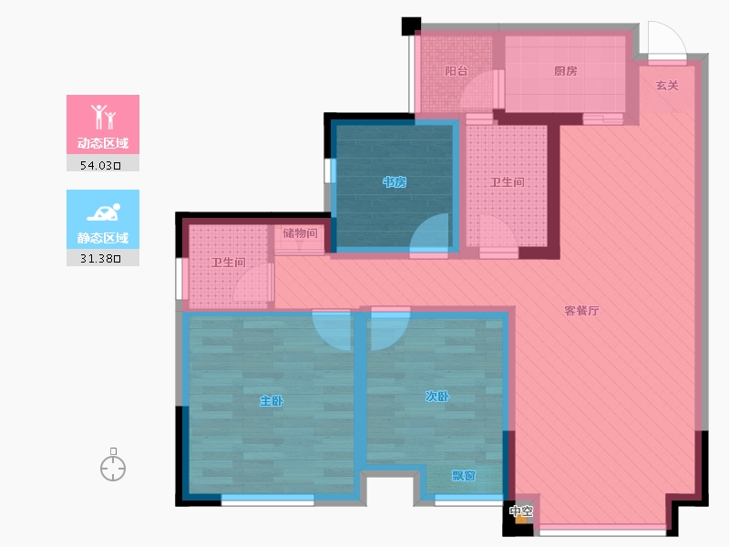 四川省-宜宾市-凤凰城-73.32-户型库-动静分区