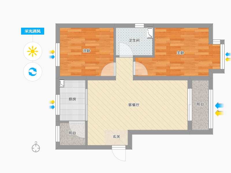 北京-北京市-温馨家园-51.22-户型库-采光通风