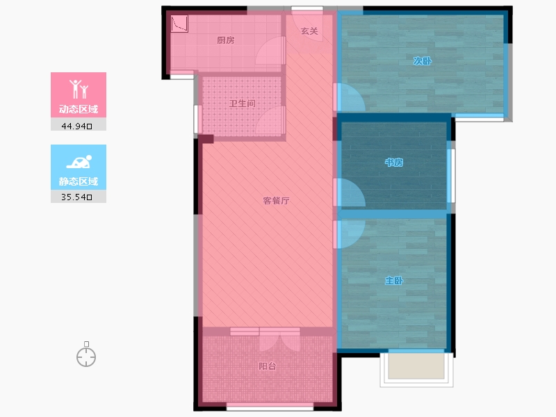 湖北省-随州市-海翼汉东至尊-70.04-户型库-动静分区