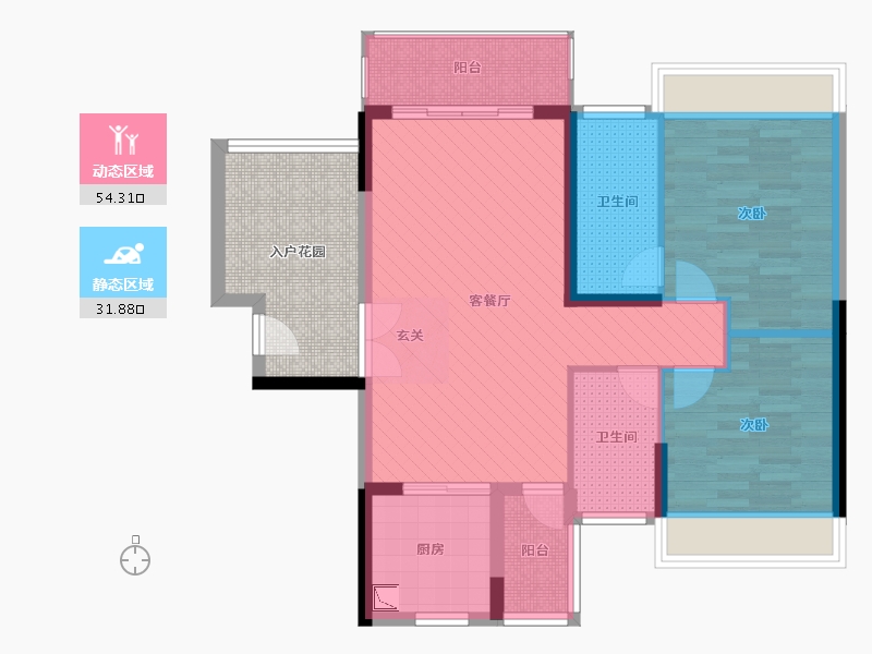 广东省-惠州市-惠州星河丹堤F区-85.99-户型库-动静分区