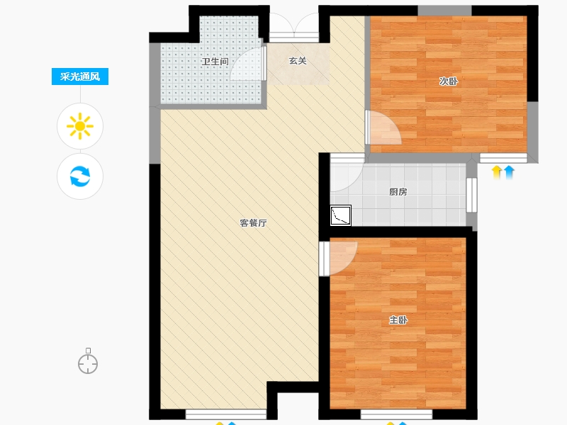 内蒙古自治区-包头市-正翔国际-62.37-户型库-采光通风