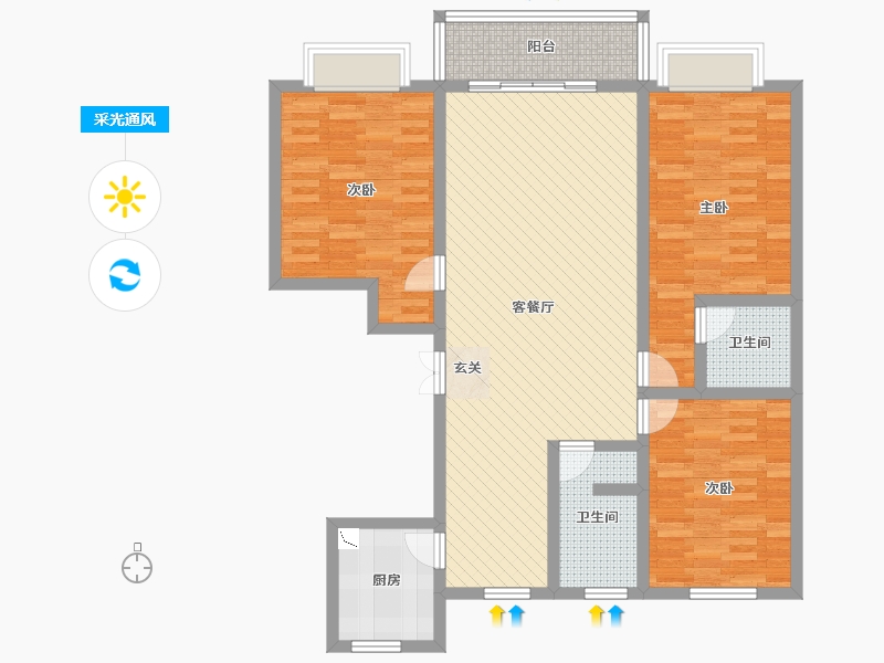 甘肃省-临夏回族自治州-银星怡景苑-106.02-户型库-采光通风