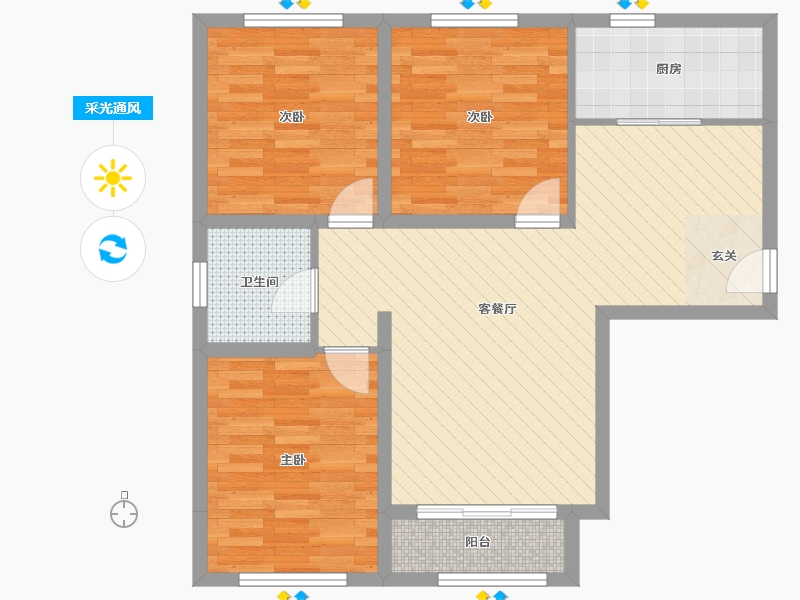 山西省-大同市-新发地峰景山水-76.35-户型库-采光通风