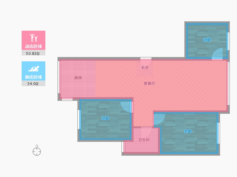 辽宁省-丹东市-东港88号公馆-75.20-户型库-动静分区