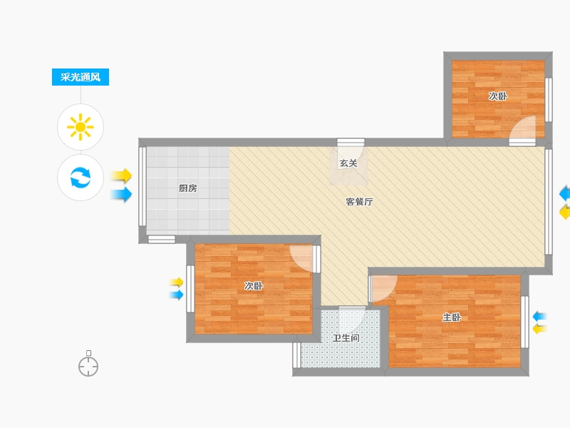 辽宁省-丹东市-东港88号公馆-75.20-户型库-采光通风