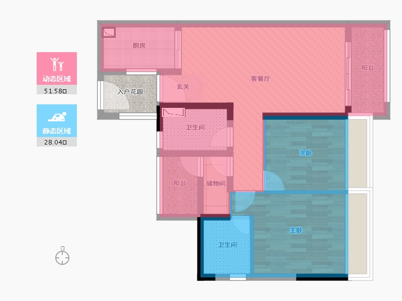 广东省-广州市-亚运城天峯06户型-71.38-户型库-动静分区