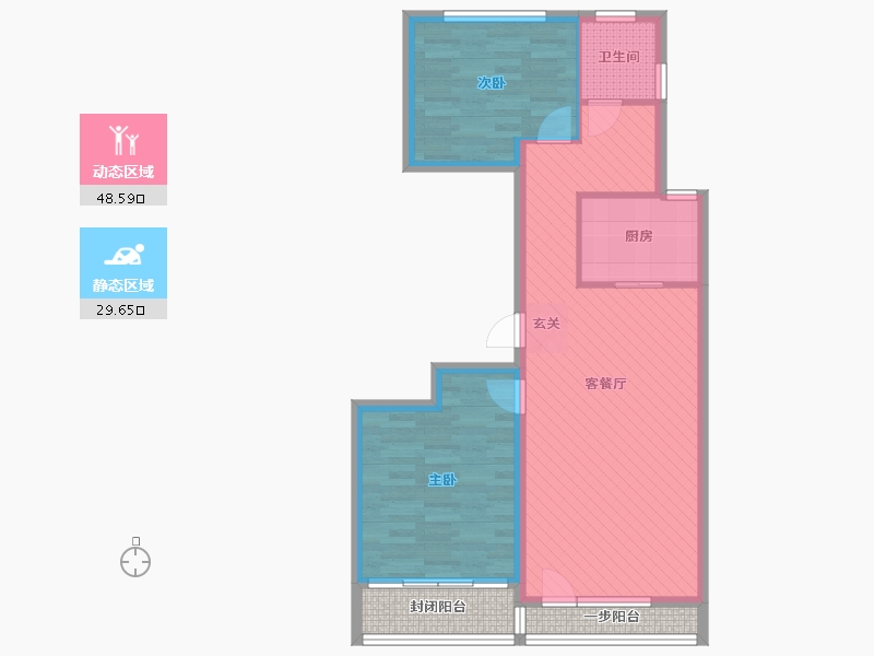 山东省-潍坊市-德润绿城百合园-76.00-户型库-动静分区