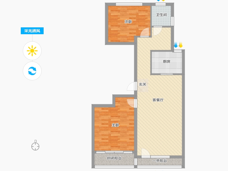 山东省-潍坊市-德润绿城百合园-76.00-户型库-采光通风