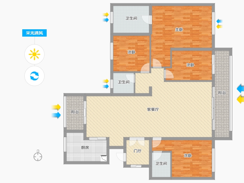 山东省-烟台市-万科御龙山-150.00-户型库-采光通风