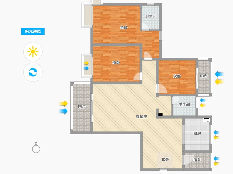 河南省-信阳市-息县龙湖公馆-126.00-户型库-采光通风