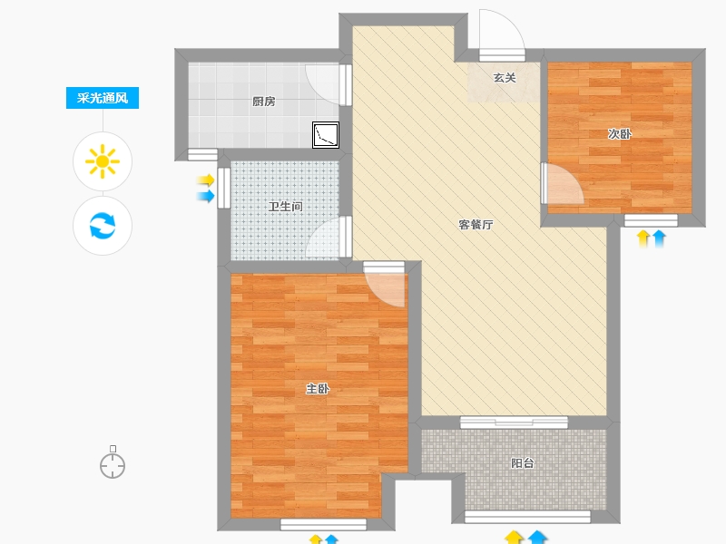 河南省-郑州市-绿都澜湾-65.57-户型库-采光通风