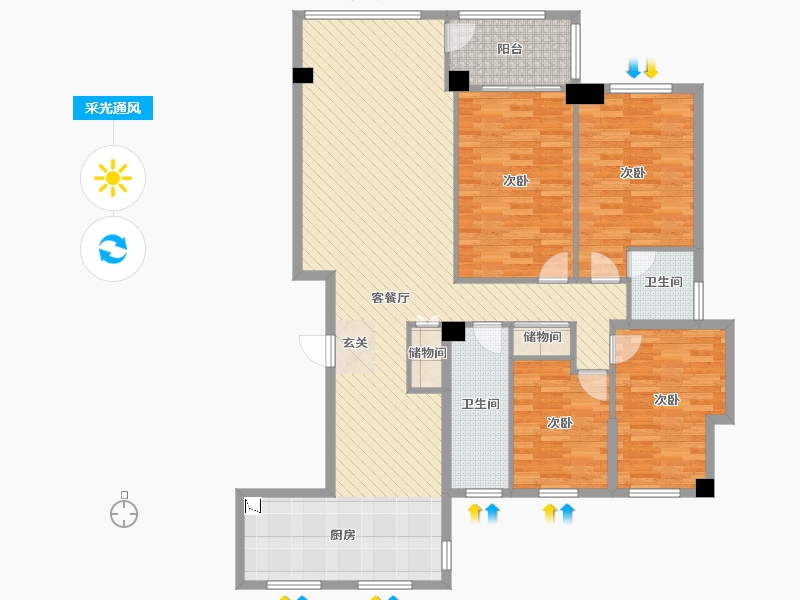 浙江省-温州市-乐清海岸明珠-132.57-户型库-采光通风