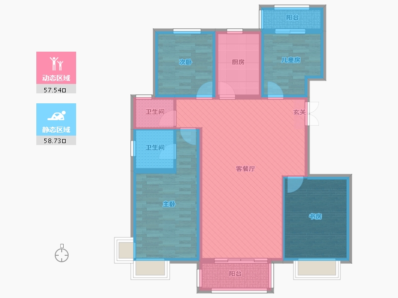 甘肃省-临夏回族自治州-百益城-101.97-户型库-动静分区