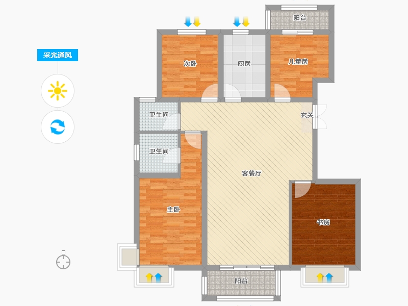 甘肃省-临夏回族自治州-百益城-101.97-户型库-采光通风