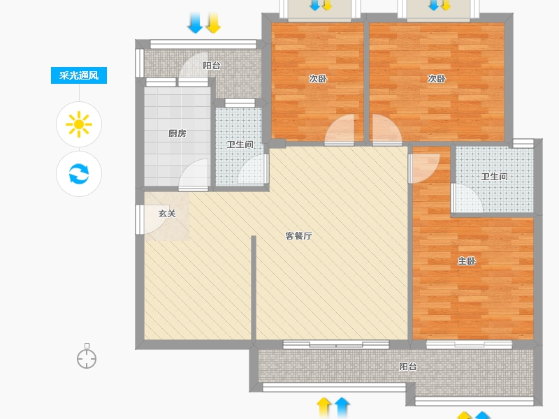 广东省-揭阳市-创鸿国际-85.52-户型库-采光通风