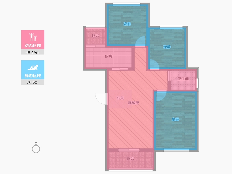 重庆-重庆市-云玺台-72.57-户型库-动静分区