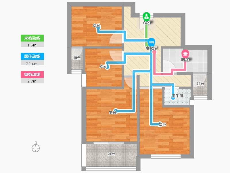 江苏省-南京市-春江新城新河苑-50.42-户型库-动静线