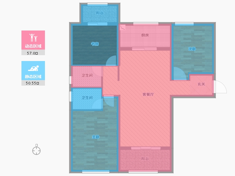 陕西省-西安市-玖悦都-94.07-户型库-动静分区