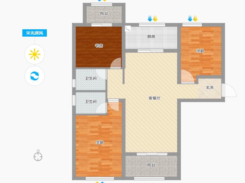 陕西省-西安市-玖悦都-94.07-户型库-采光通风