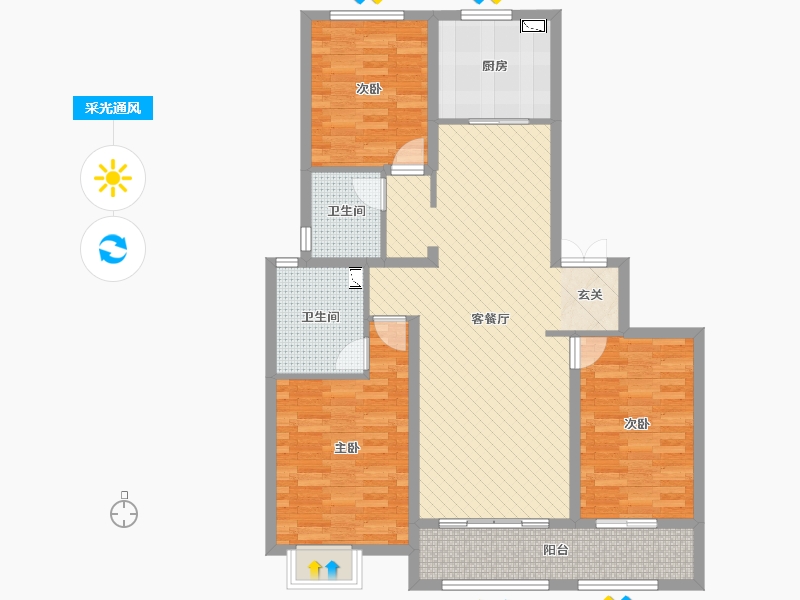 山西省-太原市-保利茉莉公馆-101.07-户型库-采光通风