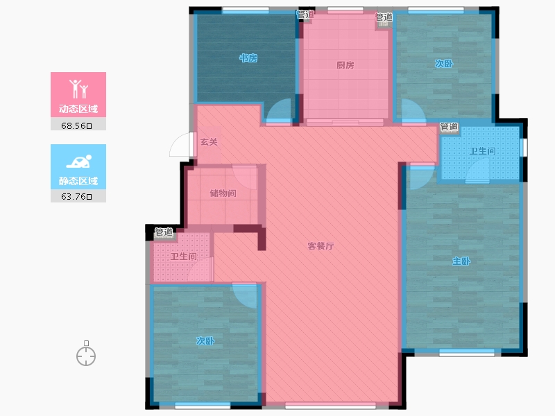 辽宁省-沈阳市-西华府-118.22-户型库-动静分区