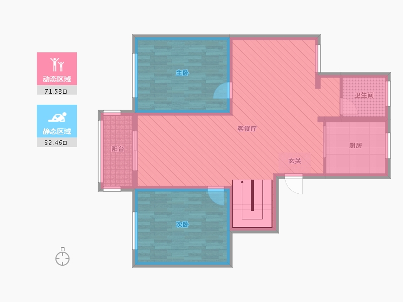 江苏省-无锡市-宜兴沧浦-92.58-户型库-动静分区