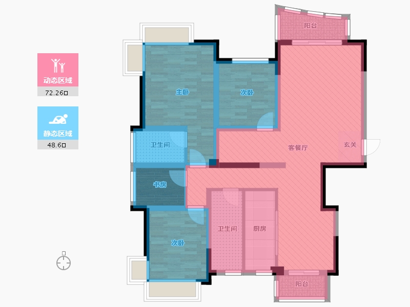 江苏省-无锡市-盛岸花园-104.86-户型库-动静分区