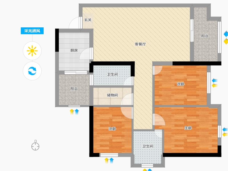 四川省-成都市-滨江和城-81.55-户型库-采光通风